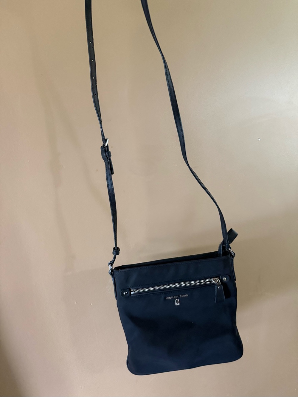 Michael Kors Nylon Crossbody Bag with Front Zip Pocket - Black